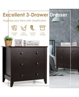 3 Drawer Dresser Chest of Drawers Bedside Table