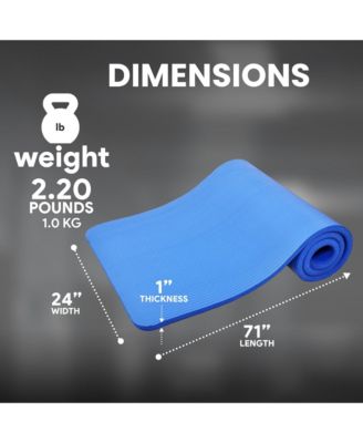 BalanceFrom GoCloud 1" Extra Thick Exercise Yoga Mat with Carrying Strap, Blue