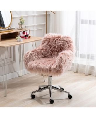 Modern Faux fur home office chair, fluffy chair for girls, makeup vanity Chair