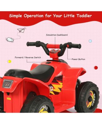 6V Kids Electric Quad ATV 4 Wheels Ride On Toy Toddlers Forward & Reverse Red