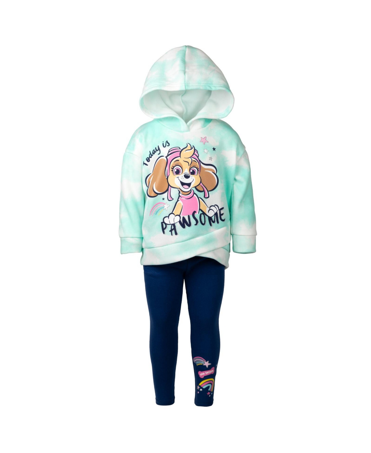 Paw Patrol Toddler Girls Everest Skye Pullover Crossover Fleece Hoodie and Leggings Outfit Set to -/ white