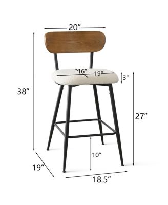 Scandia-style Set of 2 Armless Counter Height Stool with Metal Base
