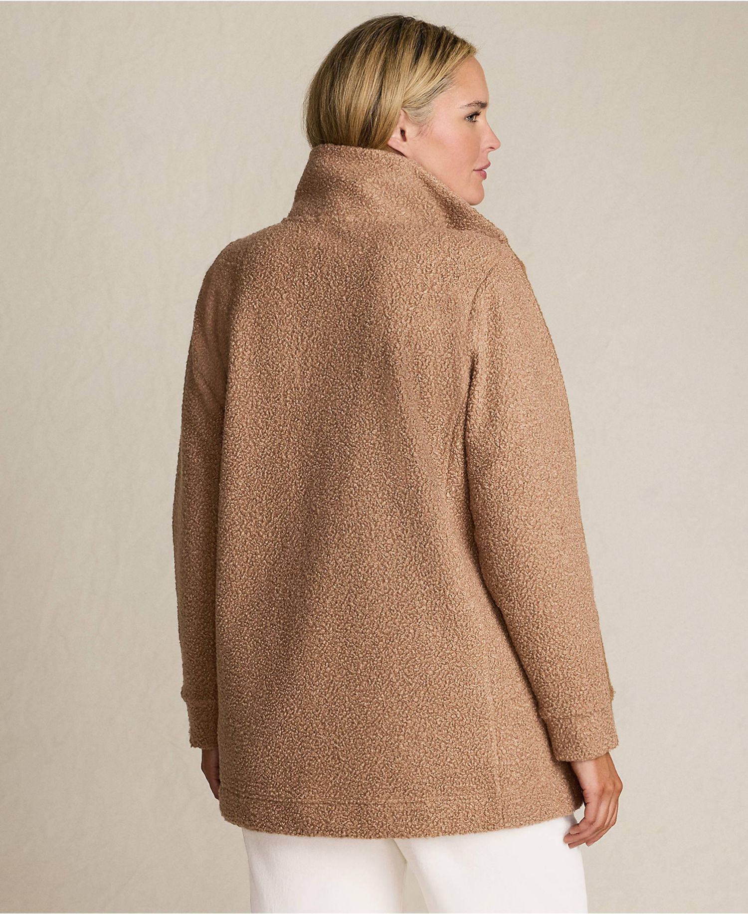 Plus Size Boucle Fleece Coat