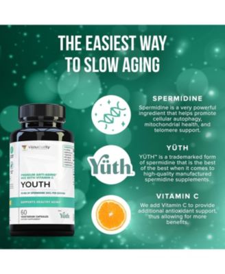 Youth Premium Anti-Aging Mix Capsules, Anti Aging Supplement for Women and Men s Longevity, Brain, Heart, Cell & Skin Support, 60ct