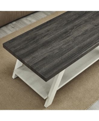 Two-Tone Wood Shelf Coffee Table in Weathered Charcoal and Beige