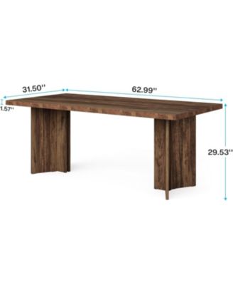 63-inch Dining Table for 4-6, Farmhouse Kitchen Table with Large Tabletop, Rectangular Dinner Eating Table