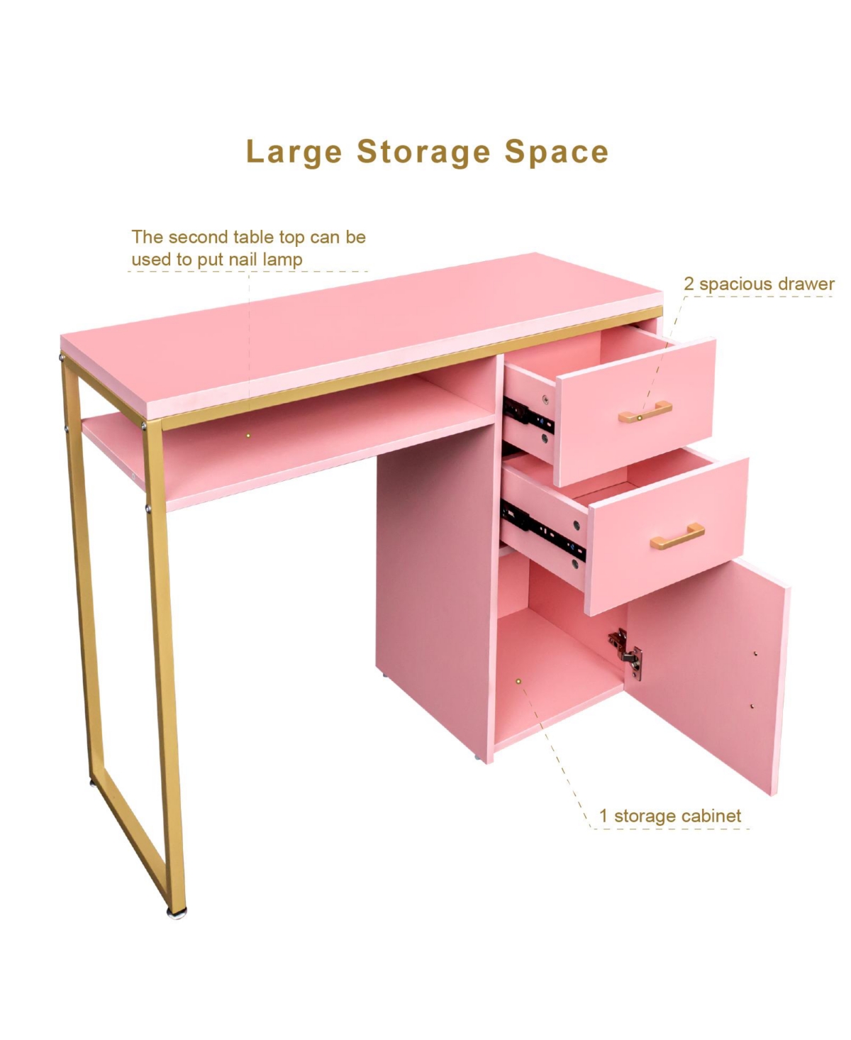 Slickblue Computer Desk with 2 Drawers and 1 Door for Office Storage and Organization