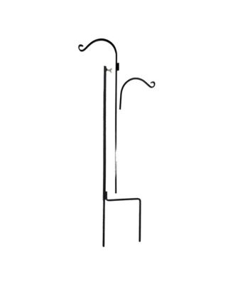 Premium Steel Ground Stake Shepherd's Hook 65 Inch Dual Sided, Black