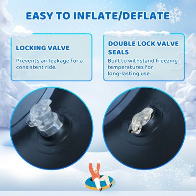 Winter Single Rider Snow Tube, 44" Inflatable Animal Sled, Outdoor Snow Toys with Two Handle