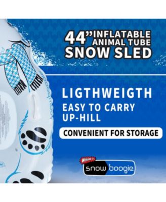 Winter Single Rider Snow Tube, 44" Inflatable Animal Sled, Outdoor Snow Toys with Two Handle