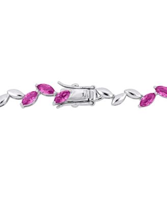 Lab-Created Pink Sapphire & Polished Marquise Link Bracelet (9-1/2 ct. t.w.) 