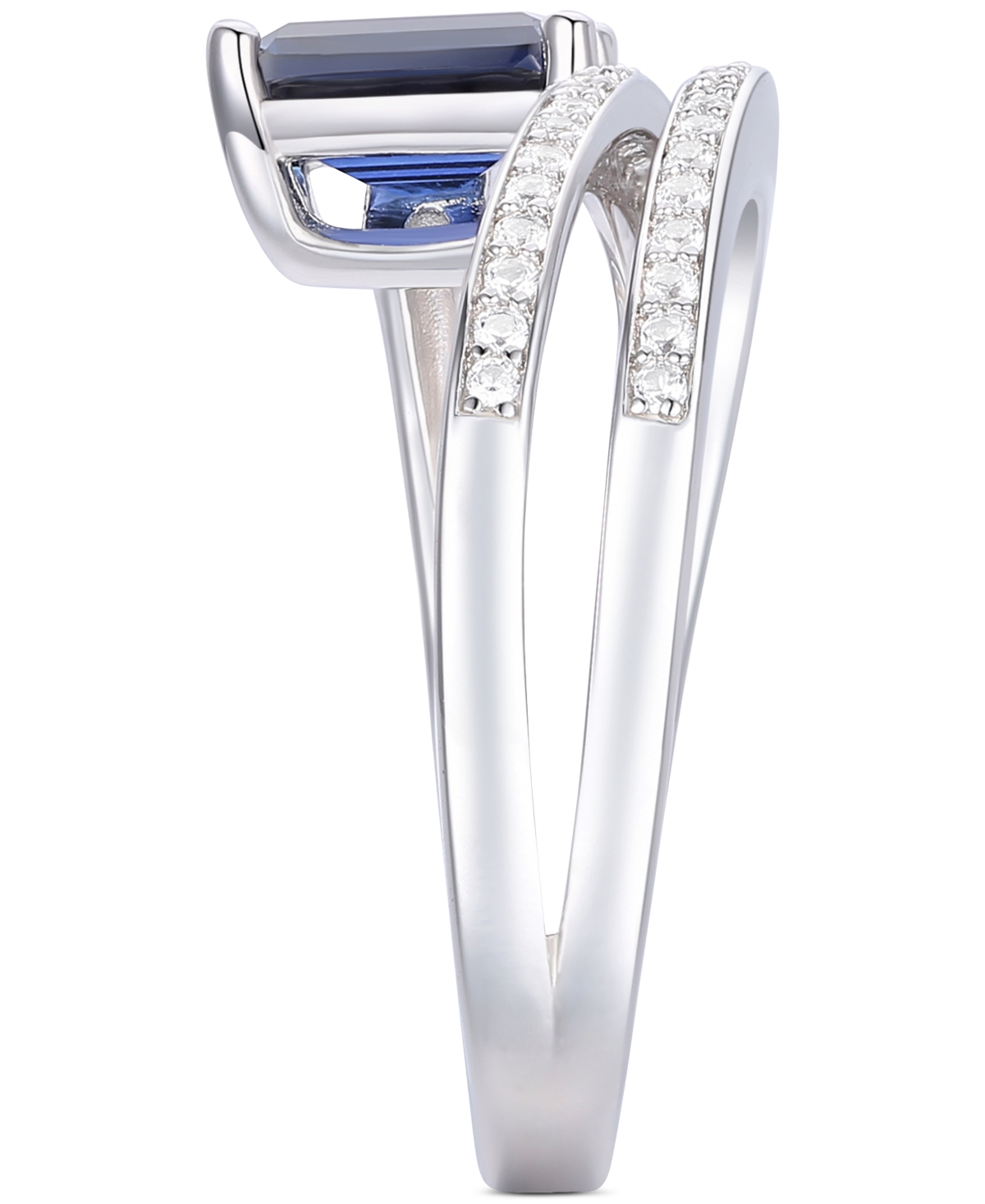 Macy's Amethyst (7/8 Ct. T.w.) & Lab Grown White Sapphire Accent Coil Ring In 14k Gold-plated Sterling Silv In Blue Sapphire
