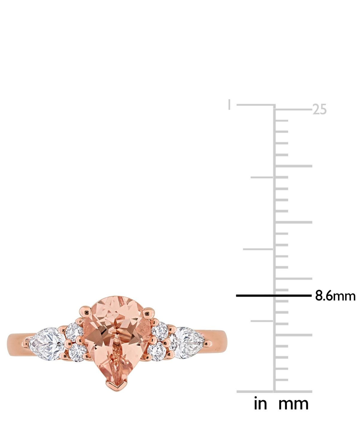 Macy's Morganite (1 Ct. T.w.) & Diamond (3/8 Ct. T.w.) Pear Ring In 14k Rose Gold In Morganite
