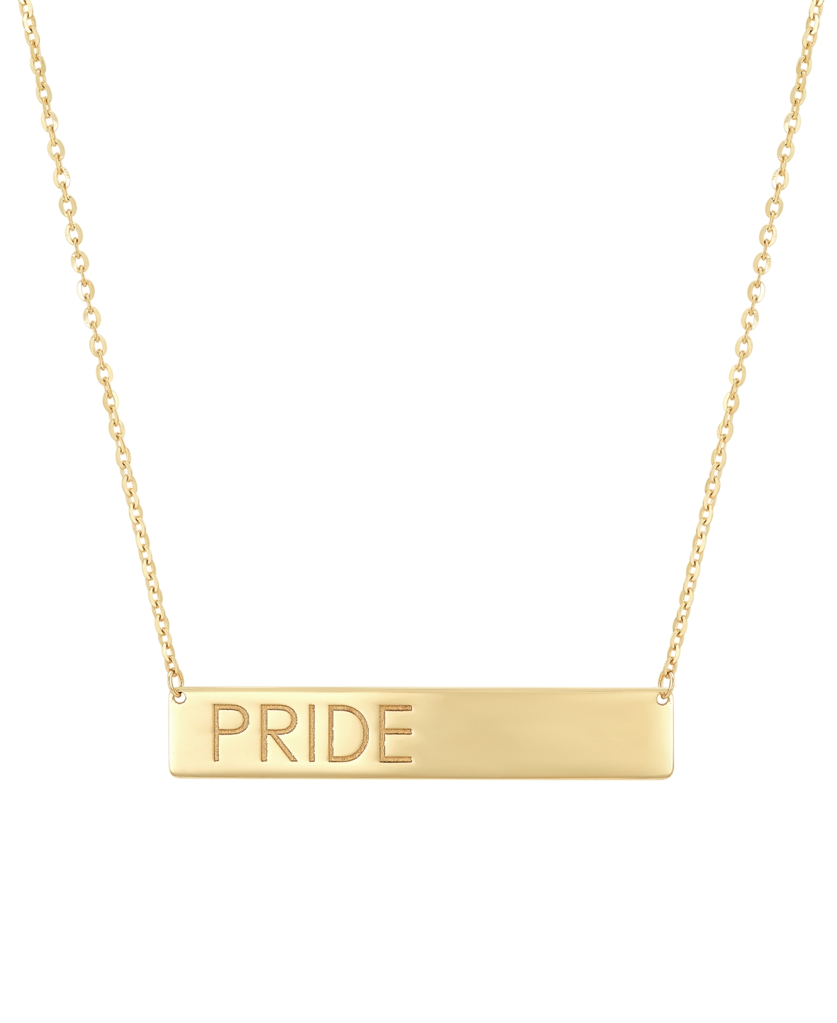 MACY'S PRIDE BLOCK LETTER BAR PENDANT NECKLACE IN 10K GOLD, 18" + 2" EXTENDER 