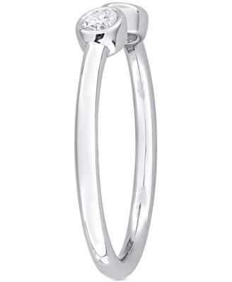 Moissanite Bezel Polished Cuff Ring (3/8 ct. t.w.) in Sterling Silver