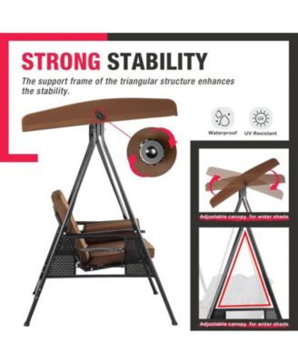 Outdoor Metal Patio Swing with Canopy and Cushions