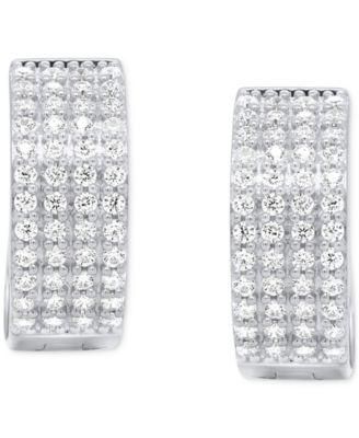 Diamond Four Row Huggie Hoop Earrings (1/2 ct. t.w.) in Sterling Silver