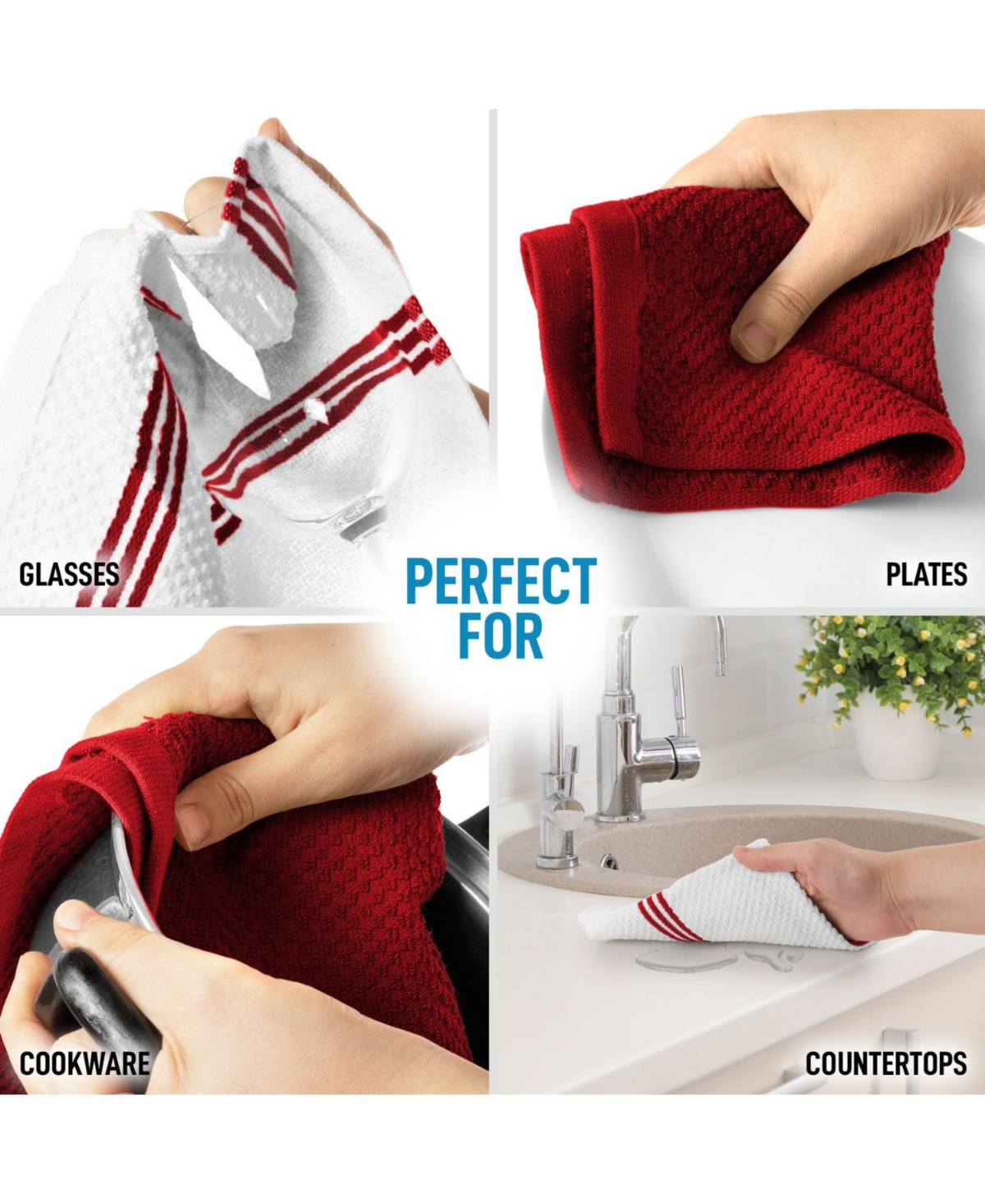 3 Pack Absorbent Kitchen Towels Cotton 15x25 Inch