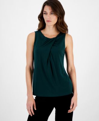 Anne Klein - Women's Drape-Front Moss Crepe Sleeveless Top