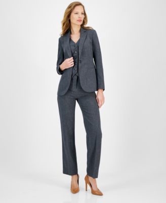 Womens One Button Blazer Button Front Vest Pants