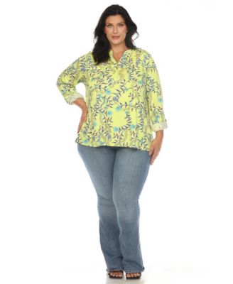 Plus Size Paisley Button Front Tunic Top