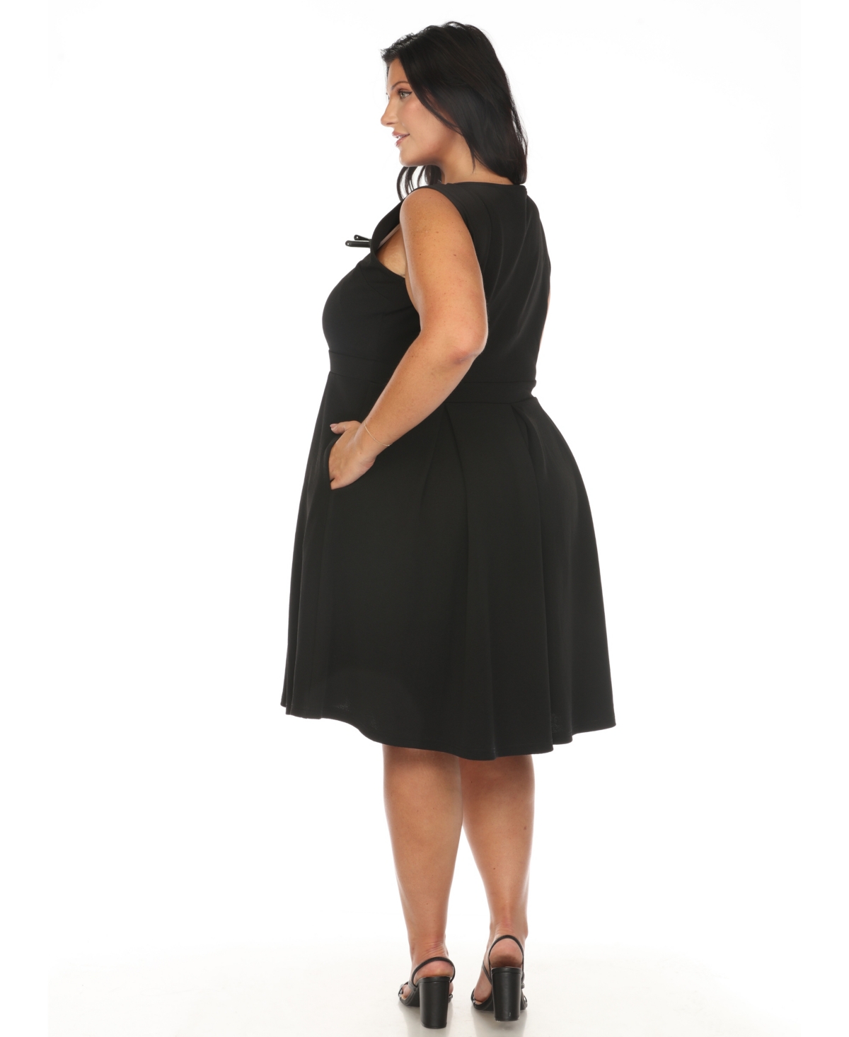 White Mark Plus Size Tweed Fit And Flare Dress In Black