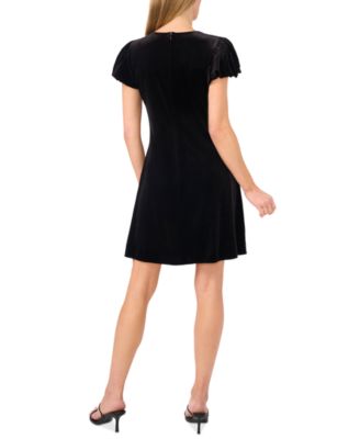 Women's Velvet Bubble-Sleeve Mini Dress