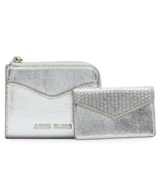 2 Piece Envelope Flap Curved Wallet with Rhinestones