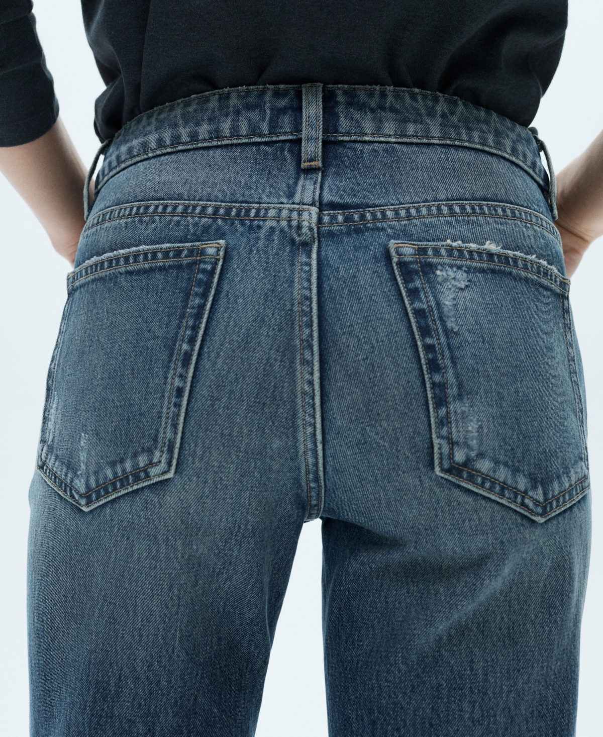 Shop Mango Women's Blanca Straight-fit Cropped Jeans In Dark Blue