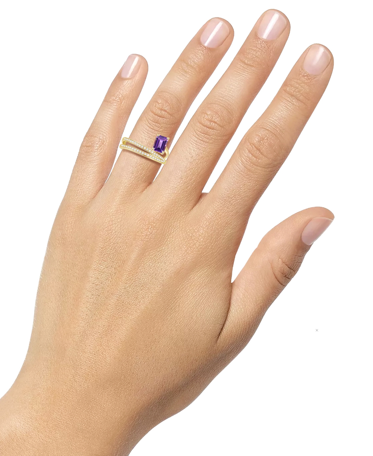 Macy's Amethyst (7/8 Ct. T.w.) & Lab Grown White Sapphire Accent Coil Ring In 14k Gold-plated Sterling Silv In Amethyst