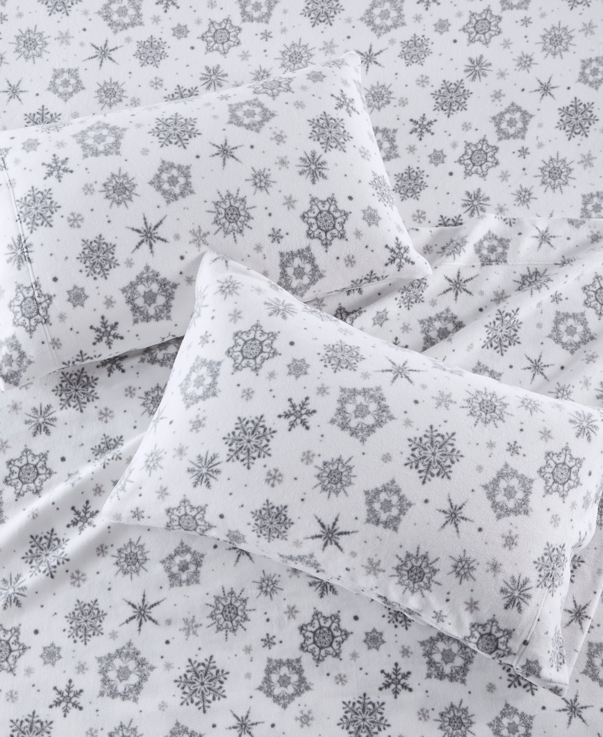 Sleep Philosophy Micro-fleece 4-pc. Sheet Set, Full In Grey Snowflake