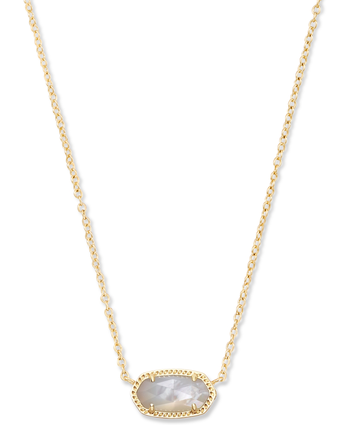 Kendra Scott Elisa Mother Of Pearl Pendant Necklace & Polished Huggie Hoop Earrings, Set Of 2 In Gold Ivory