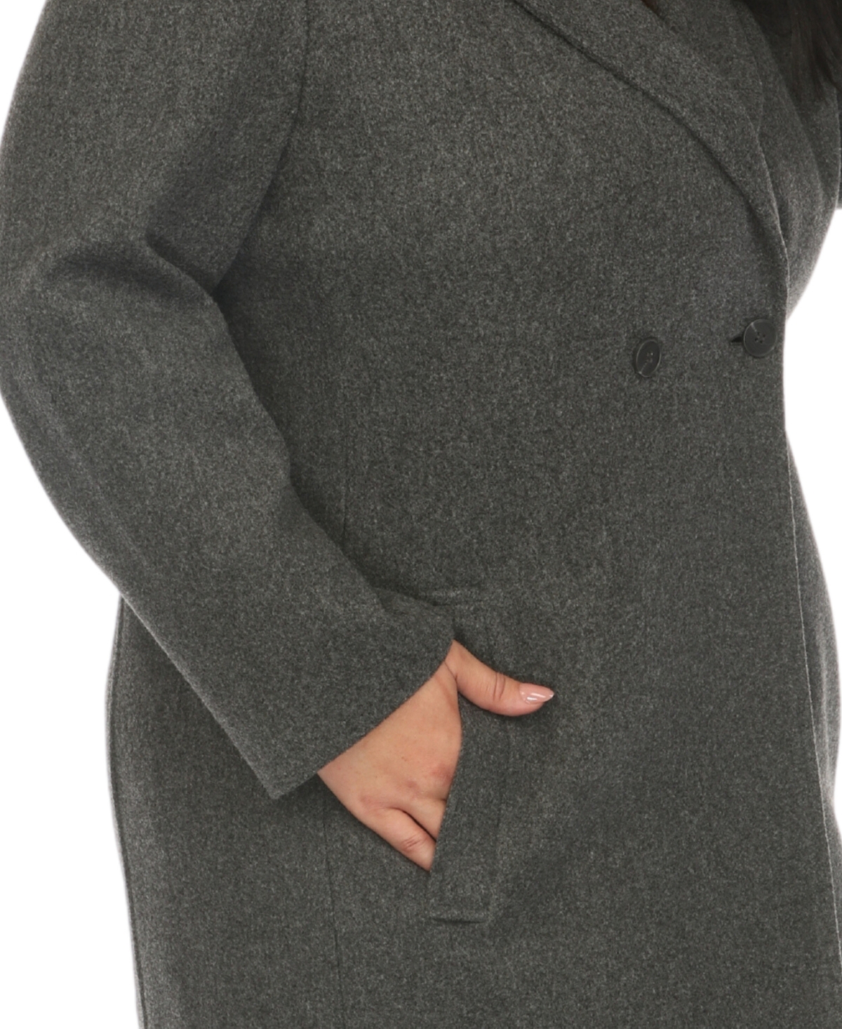White Mark Plus Size Classic Walker Coat In Charcoal