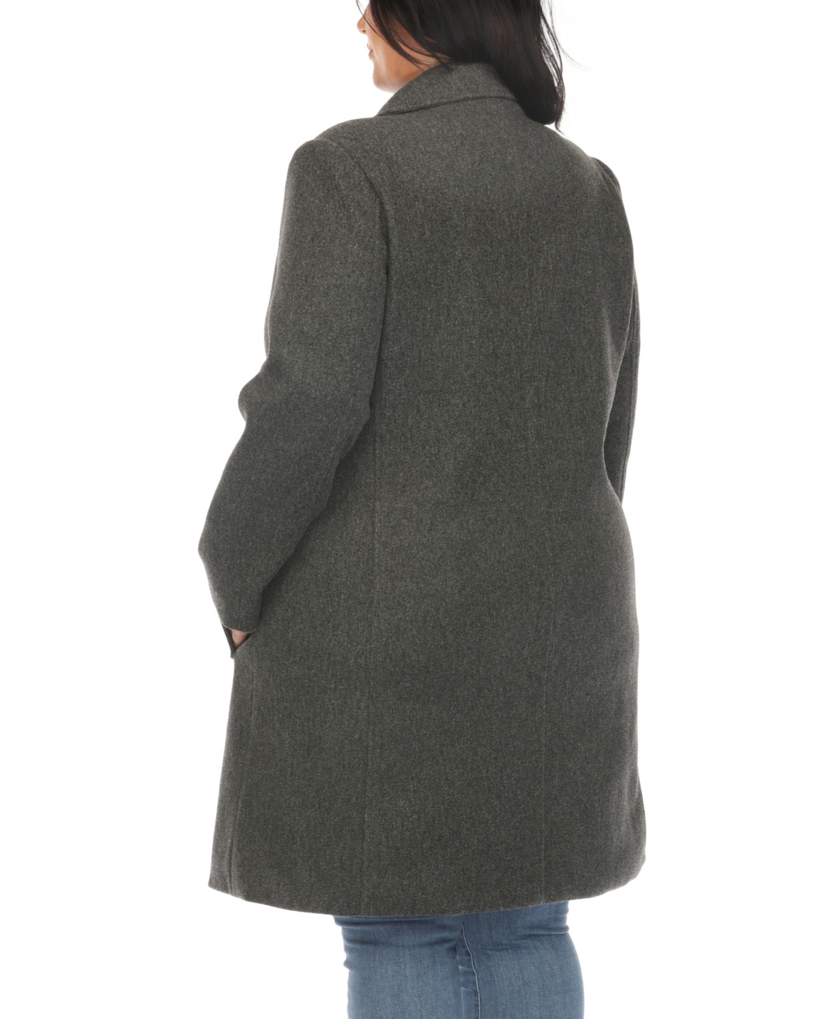 White Mark Plus Size Classic Walker Coat In Charcoal