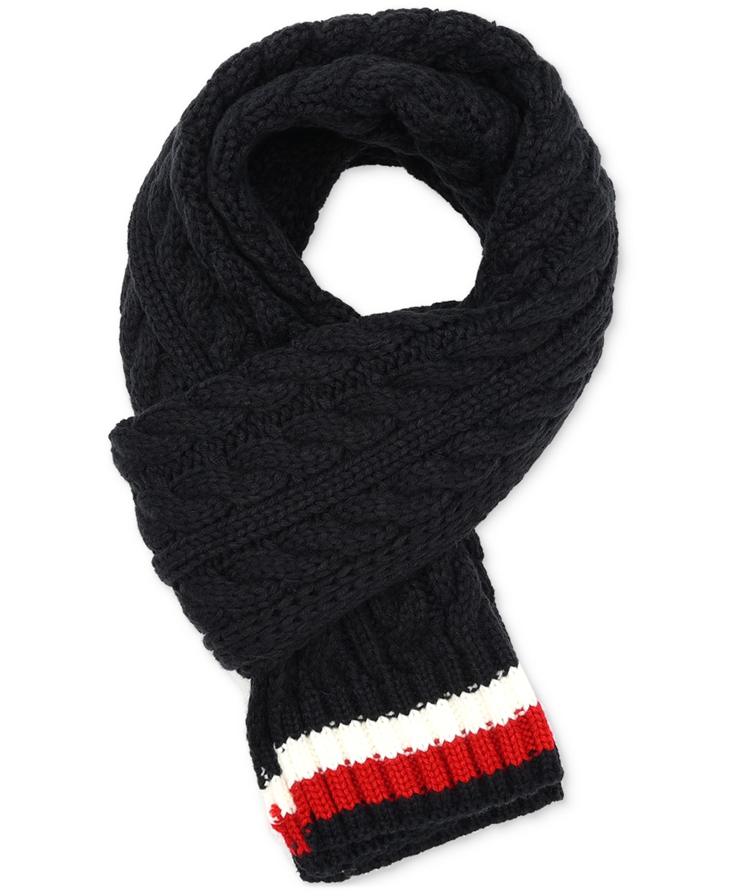 Мужской шарф Tommy Hilfiger Cable Knit Global Stripe, цвет: Пустынный небесно-голубой — фото 2