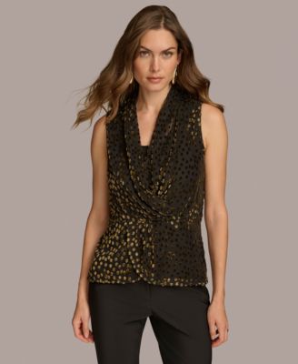 Donna Karan New York - Women's Faux Wrap Burnout Velvet Top