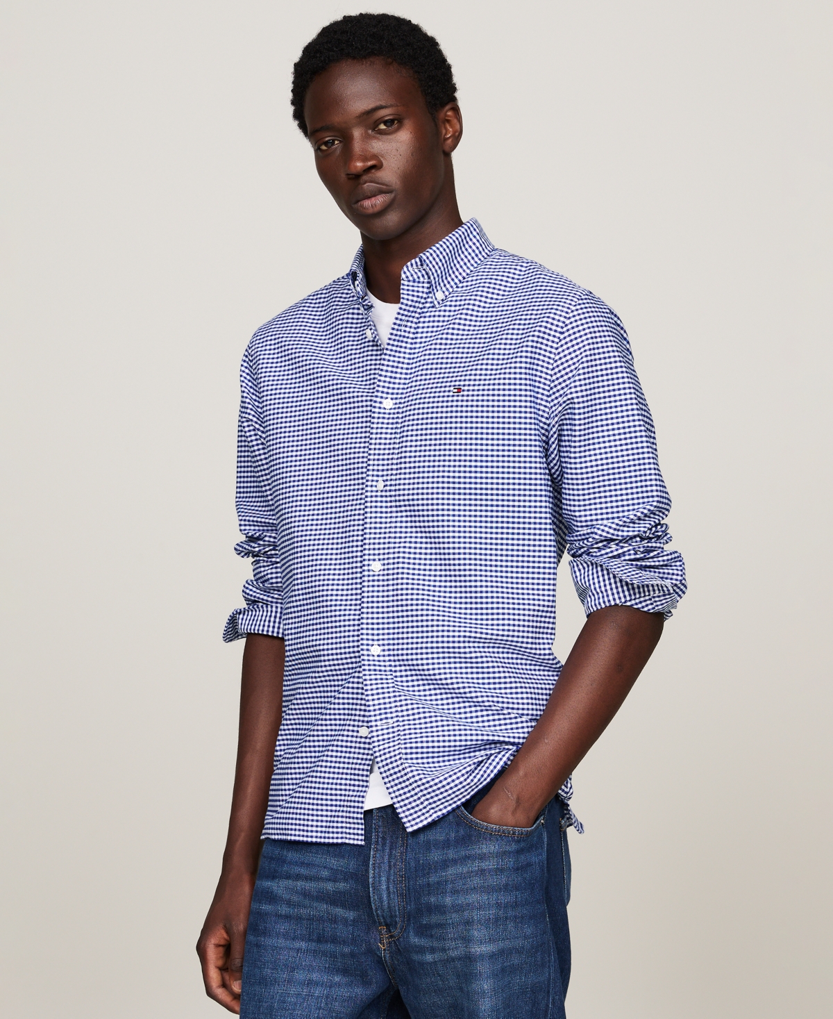 Tommy Hilfiger Gingham Check-pattern Shirt In Royal Blue,check