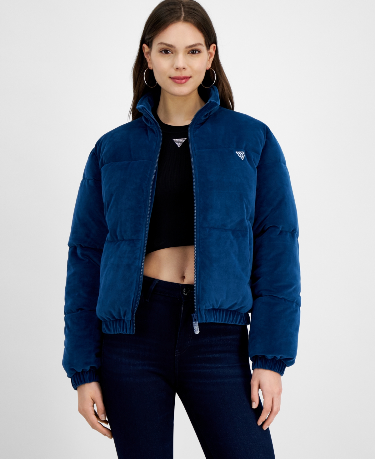 Women's Couture Zip-Front Puffer Jacket - Deep Opal
