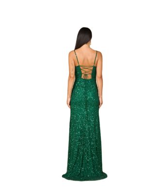 Women's Beaded v-neck dress with slit