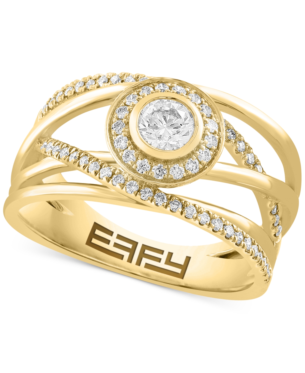 Effy Collection Effy Diamond Halo Crossover Statement Ring (1/2 Ct. T.w.) In 14k Gold In Yellow Gold