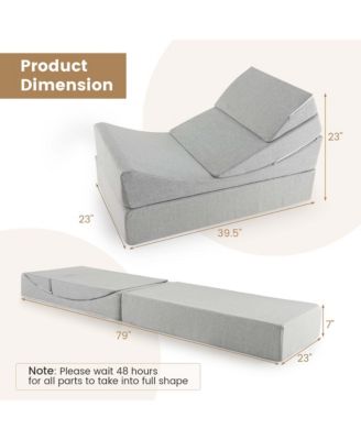 4-in-1 Convertible Folding Sofa Bed Floor Futon Sleeper Couch Chair Single