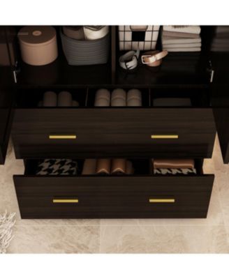 2-Door Armoires and Drawers with Mirror and Storage Shelves