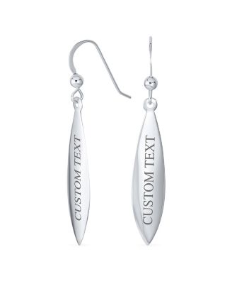 Simple Lightweight Geometric Rhombus Leaf Dangle Earrings Sterling Silver Jewelry