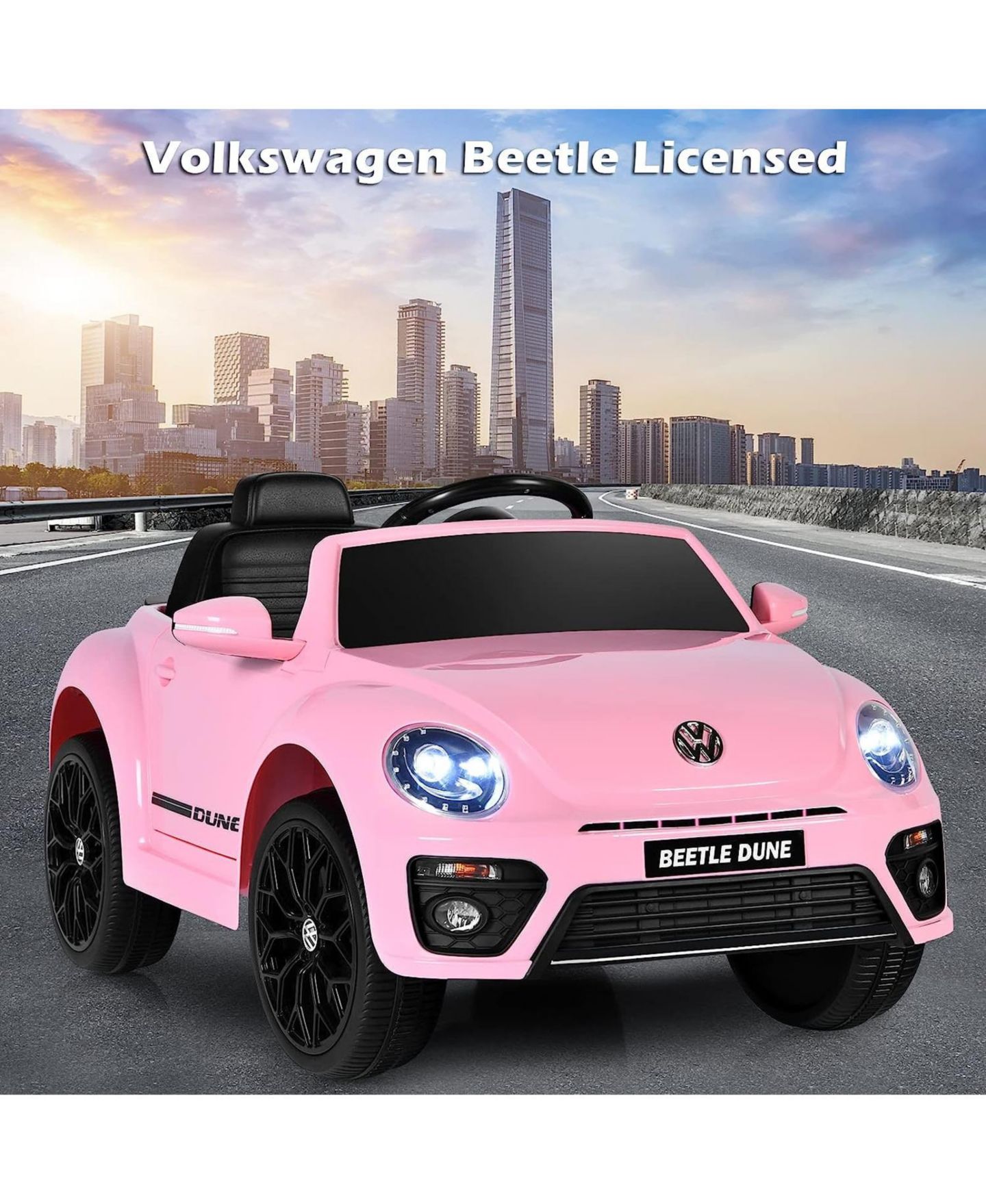 Детская игрушка Costway Beetle 12V Licensed Volkswagen Remote Control Ride-On Car, 66 lb. Capacity, 3–8 лет, цвет: Розовый — фото 5