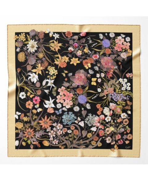 Женские аксессуары Elizabetta Flora - Hand Rolled Silk Foulard for Women, цвет: Чёрный