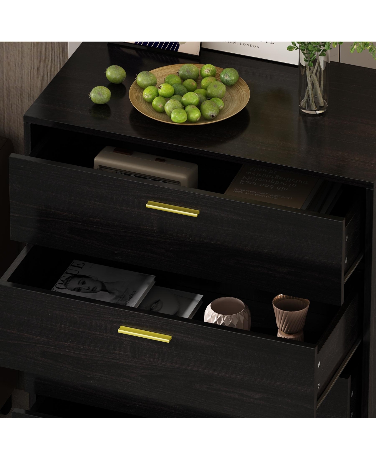 Homsee 5-Drawer White Wood Chest of Drawer Accent Storage Cabinet Organizer