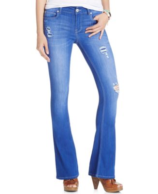 Celebrity Pink Jeans Juniors' Ripped Low-Rise Flare Jeans, Medium Wash ...