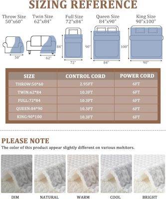 Waffle Sherpa Electric Heated Throw Blanket, 50&amp;#x22; x 60&amp;#x22;