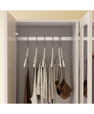 White 4-Door Armoires with Mirror, 2 Hanging Rods, 2-Drawers