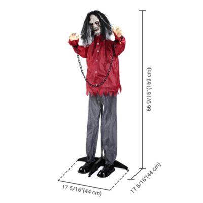 Animated Halloween Zombie Decoration 5.5Ft Life Size with Motion/Sound Activated Glowing Eyes 2025